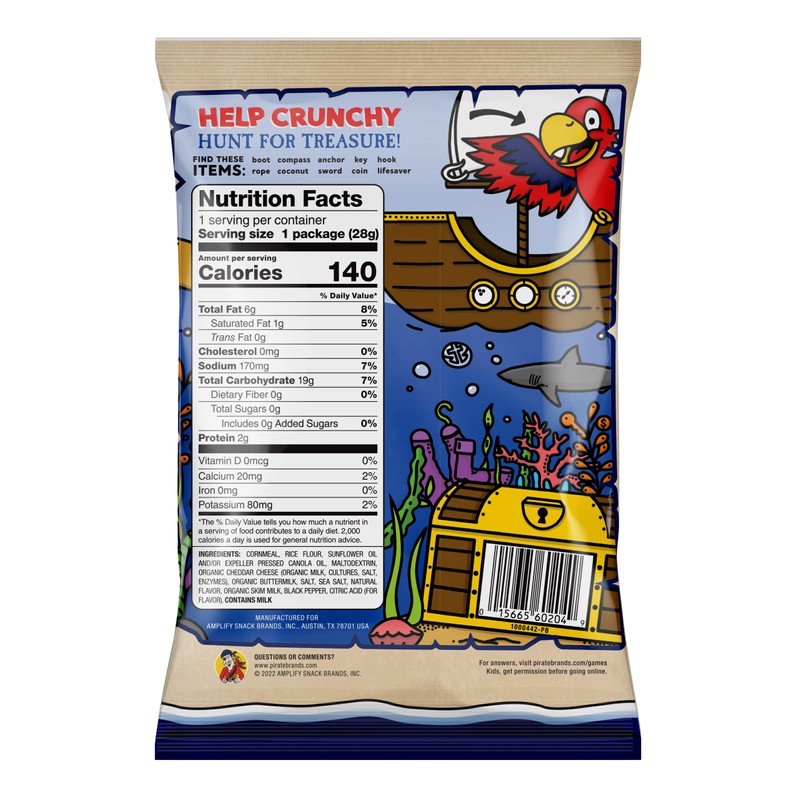 Pirate's Booty Aged White Cheddar Cheese Puffs, Gluten-Free, Kids Snacks,