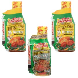 Tony Chachere Injectable Marinade Variety Pack, Butter and Roasted Garlic, 17 Fl. Oz, 3 Count