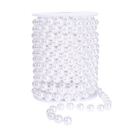 Faux White Pearl Beads Garland - 10mm Christmas Tree Beads 11 Yards White Pearl Strands Spool Pearl String Bead Roll for Wedding Party Christmas Tree Decoration(10mm 11Yards, White)