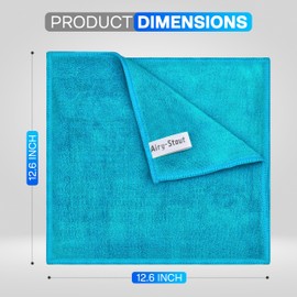 Airy-Stout Microfibre Cloth 12 Pack,Reusable Kitchen Microfibre Cleaning Towels Dish Cloths,Lint Free Washable Duster Rags Cloth for Home,Windows,Car,Motorbike,32 x 32 cm