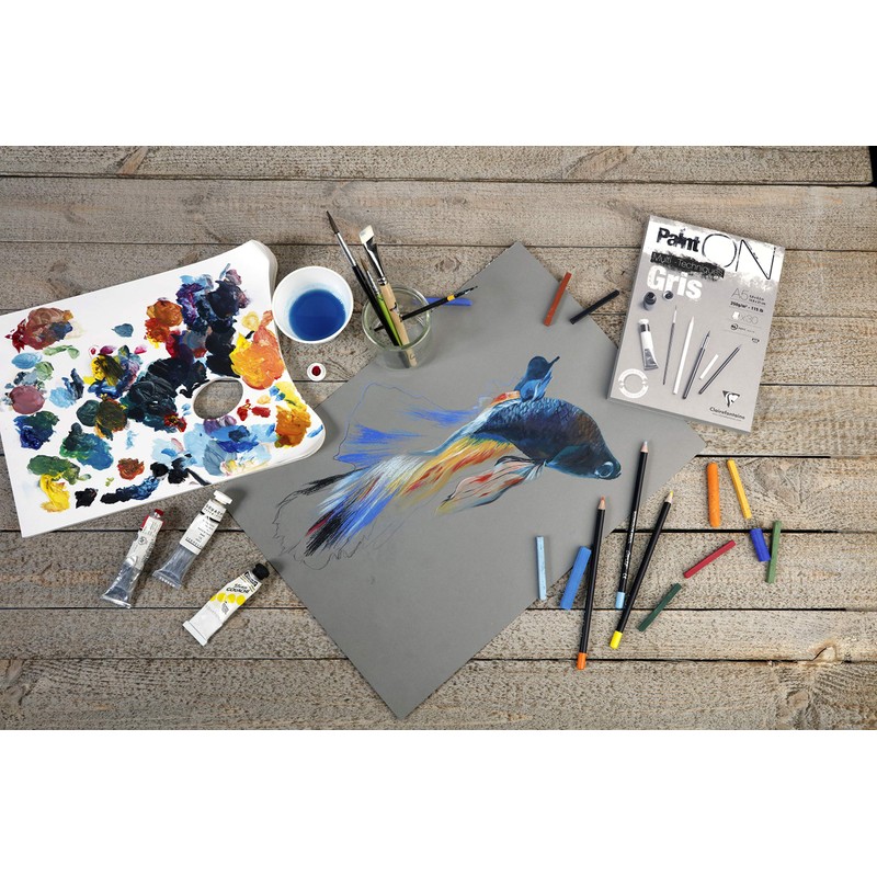 Clairefontaine 250gsm Paint'on Multi Media Pad, Grey, A5 Size