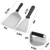 Smash Burger Press,Hamburger Spatula,Griddle Scraper,3-Piece Stainless Steel Griddle Accessories with