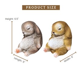 2-Piece Drowsy Rabbit Figurines – Adorable Sleeping Bunny Statues for Home, Office & Garden – Resin Animal Sculptures for Indoor & Outdoor – Easter, Rustic, Farmhouse & Woodland Gift for Rabbit Lovers