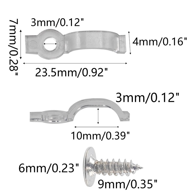 Runseaway 100Pcs LED Strip Light Mounting Brackets, Transparent One-Side Fixing