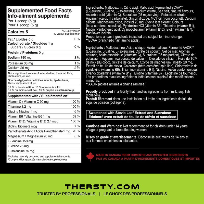 Thersty Canadian Made and Owned Electrolyte Powder. ZERO Sugar, All