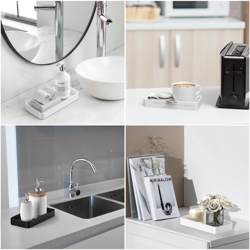 Gurygo 8" Ceramic Bathroom Vanity Tray for Kitchen Counter -