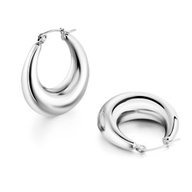 Kyazeo Gold Chunky Hoop Earrings for Women 18K Gold Plated Thick Lightweight Huggie Open Hoops Hypoallergenic Trendy Jewelry