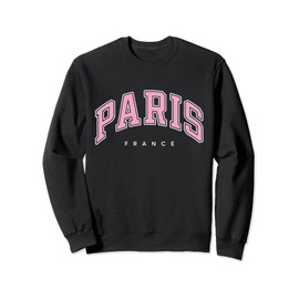 Paris France Varsity Style Pink Text Sweatshirt