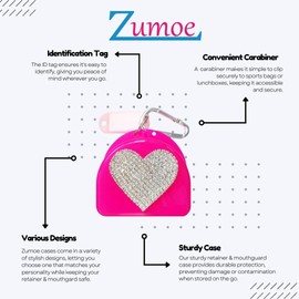 Zumoe Heart Bling Mouthguard and Retainer Case – Stylish, Durable Storage for Retainers, Night Guards, and Dentures – Compact, Travel-Friendly Design with Sparkling Heart Accent