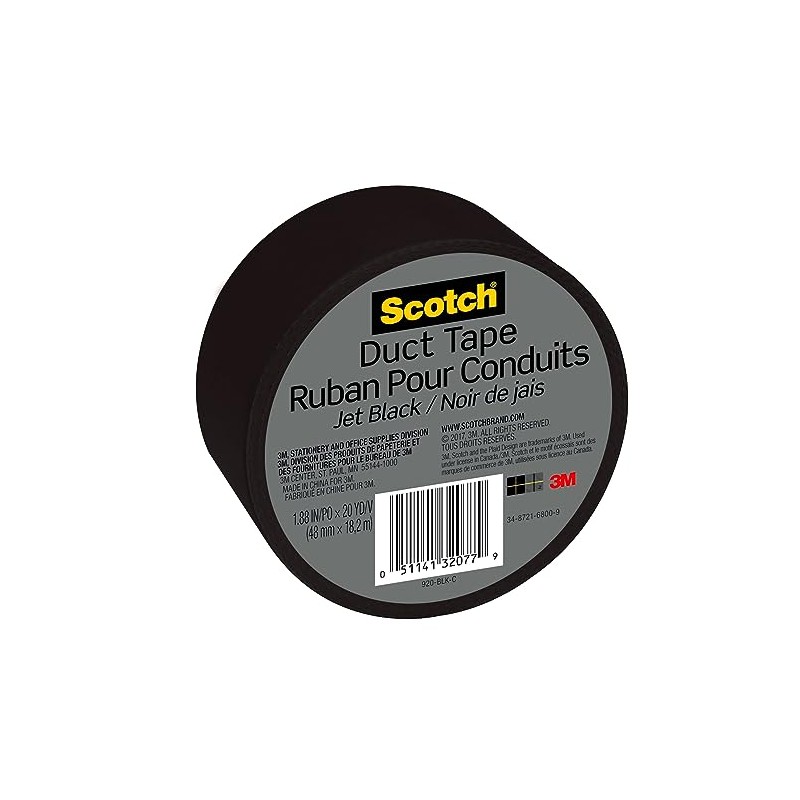 Scotch Duct Tape, 1.88 in x 20 yd, Jet Black,