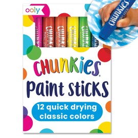 Ooly Chunkies 12 Mess Free Paint Sticks For Kids, Tempera Paint Sticks Kid Safe Colors, No Mess Quick Drying Art Supplies for Toddlers and Kids