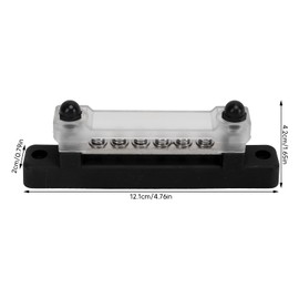 6 Terminal Bus Bar Universal Safe Power Distribution Block Good Conductivity for Car RV Boat (Black)