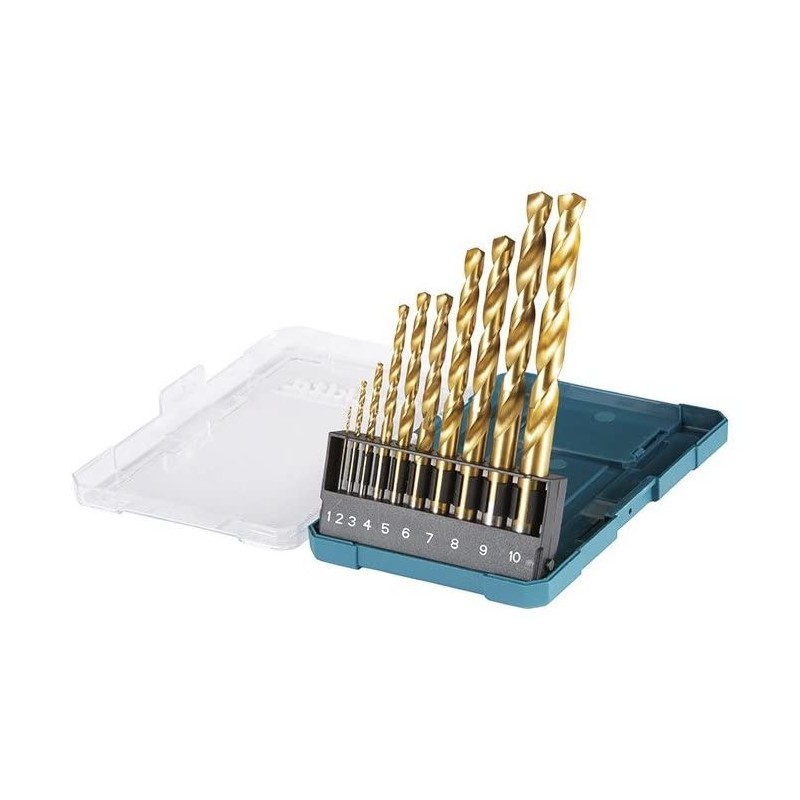 Makita HSS-TIN D-72849 Drill Bit, Set of 10, Case Included,