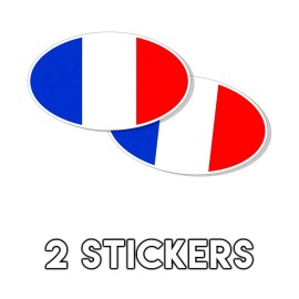 French Flag Oval Sticker decal Paris France Francais 3x5 2 Pack