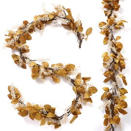 Thiccywoov Fall Garland Decor 6 ft Artificial Fall Berry Stems Floral Picks Decorations for Home Autumn Thanksgiving Decorations Home Wedding Fireplace Party Farmhouse Outdoor Indoor