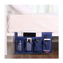 Zafit Bedside Storage Organizer - 6 Pockets, Table Cabinet Organizer Caddy for Remotes, Phone, Glasses (Blue)