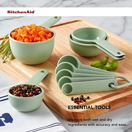 KitchenAid Juego de tazas y cucharas medidoras universales fciles de leer con mango de agarre suave para un mximo control, agujero para colgar y...   