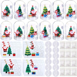 Shappy 12 Set Valentine's Day Snow Globe Craft Kit DIY Make Your Own Plastic Glitter Heart Gnome Snow Globes Kit for Valentine's Day Home Activities