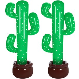 Motionchic 2 Pack Inflatable 48" Large Cactus Prop Decor Giant Cactus Tree Prop Beach Backdrop Favor for Mexicano Cinco De Mayo Hawaiian Luau Party Summer Theme Decoration Desert Western Cowboy Theme