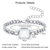 Initial Bracelet Silver Squre A-Z Letter Cuban Link Chain Mens