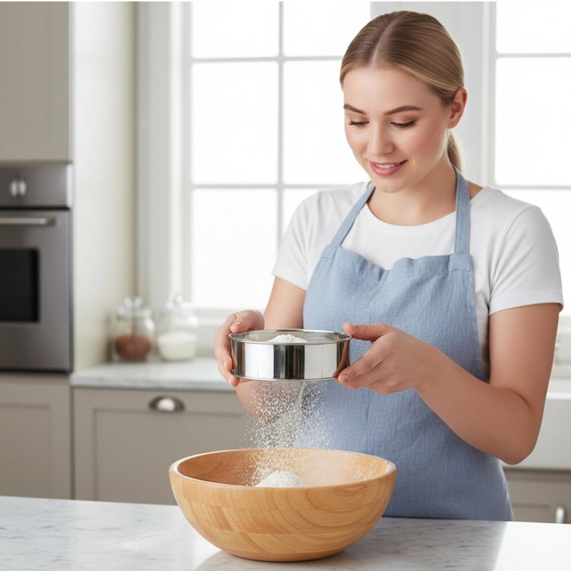 2Pcs Stainless Steel Round Flour Sieve 40 60 40 60