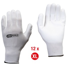 KS Tools 310.0455 Gloves, micro fine, white, 12 pair, extra long