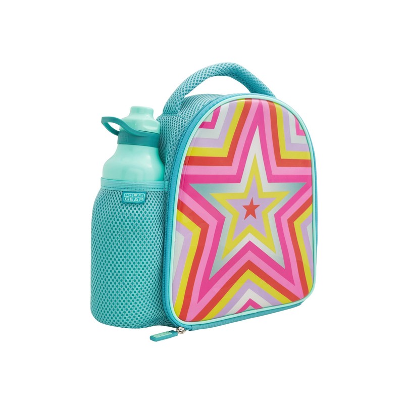 Polar Gear Rainbow Stars Lunch Bag Bottle Combo, Polyester, Multicolour