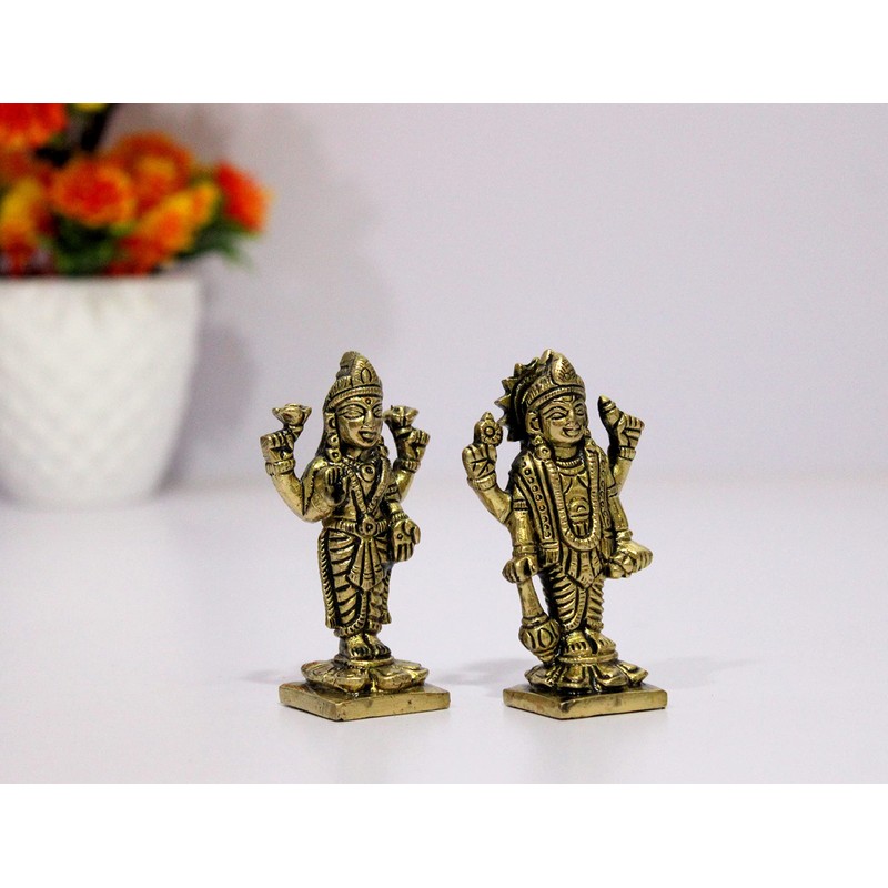 eSplanade Brass Lakshmi Narayan Pair - Lord Vishnu with Laxmi
