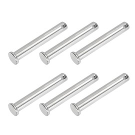 PATIKIL 10 x 70 mm Single Hole Clevis Pins, 6 Pcs 304 Stainless Steel Flat Head Pin for Hitch Pin Lock Link Hinge Systems, Silver