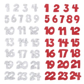 BHGT Set of 2 Felt Advent Calendar Christmas Numbers 1-24 Stickers Christmas Calendar Numbers Advent Numbers 1-24 Felt for Crafts (Red/Grey in Numbers)