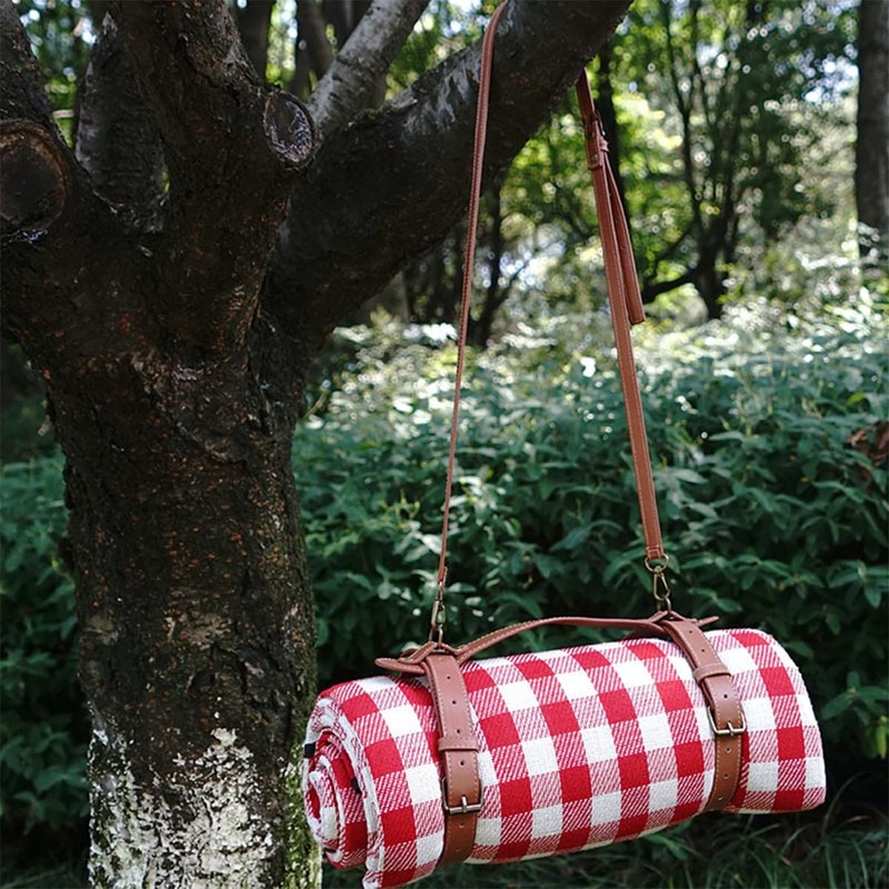 Namvo Picnic Blanket Strap Pu Leather Strap With Adjustable Shoulder