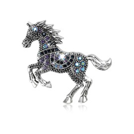 Year of the Horse 2026 Horse Brooch Pin Rhinestone Crystal Enamel Lapel Pin Chinese Zodiac Lucky Charm Jewelry Trendy Party Outfit Jacket Hat Bag Collectible Keepsake Gift Horse Racing Festival Dress