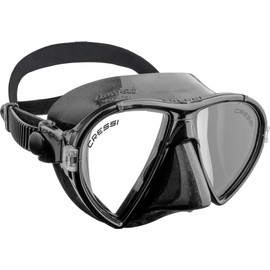 Cressi Ocean Mask - Unisex Diving Snorkeling Mask with Tempered Separated Glasses, Black / Black