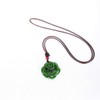 yigedan Natural Green Jade Rose Leather Rope Pendant Necklace, Leather,