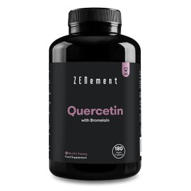 Quercetin 500mg, with Bromelain, 180 Capsules | Anti-ageing, Healthy Ageing, Antioxidant | 100% Natural Ingredients, Vegan, Additives Free | Zenement