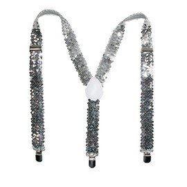 Mens Womens Unisex Suspenders (silver sequins)