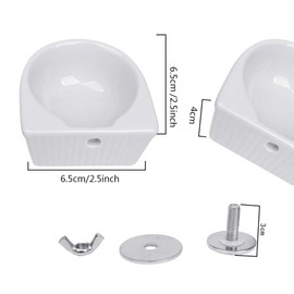 Small Animals Bowl, Detachable Cage Feeder Pet Ceramic Water & Food Feeder, Small Animal Supplies for Rabbit Parrot Squirrels Chinchilla Hamster Ferret (White, S)