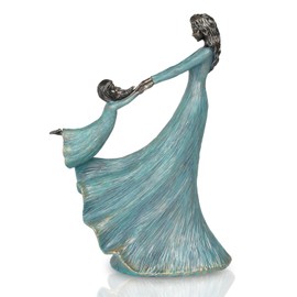 Braxio Living Room Decor Collectible Figurines - Mom and Child Playing Ornament,Modern Art Home Decoration Sculpture for Mothers Day Birthday Thanksgiving Office Shelf Bedroom Decor Statue Blue