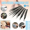 6 Pcs ESD Anti-Static Tweezer Set Tweezers Maintenance Tool Stainless