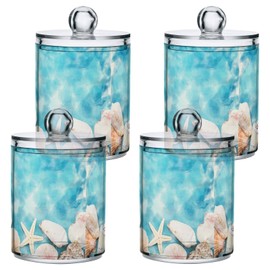 Zhirexin Beach Seashell 2PC Airtight Transparent Glass Storage Jar, Food Storage Container Glass, Can Store Candy, Salt, Coffee Beans, With lid, Easy To Use