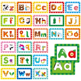 Alphabet Picture Mnemonic Cards, 26 Uppercase & Lowercase Letter Learning Cards for Kids Letter Cognition, ABC Montessori Early Learning Tool for Toddlers, Classroom & Home Activity