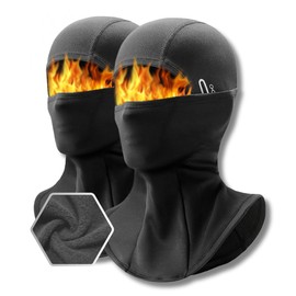 [ 2 Pack ] Balaclava Thermal Ski Mask | Keeps Warm, Insulated Fleece, Spandex, Stretchy Material, Compatible with Glasses for Skiing, Cyclying, Biking, Hiking, Hunting, and Cold Weather Activities