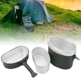 Military Mess Tin, Aluminium 180℃ Temperature Resistant Military Lunch Box Cookware Mess Kit Pots Pans Set for Outdoor Camping Hiking Picnic BBQ