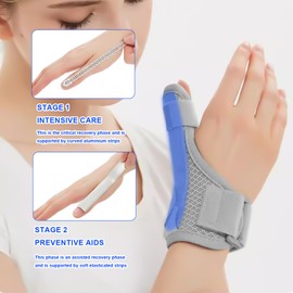 Thumb Brace for Arthritis & Sprains - Reversible Thumb Spica Splint, Adjustable Support with Metal Splints for Carpal Tunnel, De Quervain’s & Recovery (Grey)