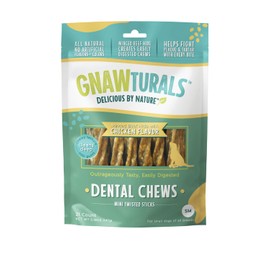 Gnawturals Dental Chews Twisted Sticks| for Small Dogs (21 Sticks, Chicken)