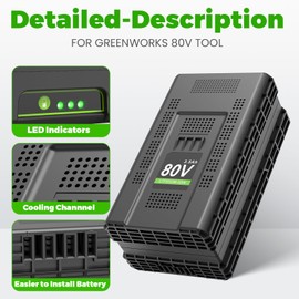 Fancy Buying 80V 3.5Ah Lithium Battery for Greenworks 80V Battery GBA80200 GBA80250 GBA80400 GBA80500,Compatible with All Greenworks Battery GCS80420 ST80L00 HT80L213 ED80L00 Cordless Power Tool