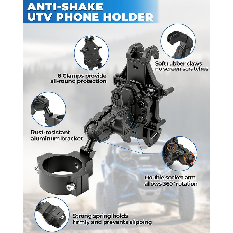 YUDE UTV Phone Mount Heavy Duty Anti Vibration for ATV