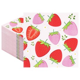 100 Pack Strawberry Napkins, Strawberry Theme 1st Birthday Party Decorations Disposable Summer Fruit Paper Napkins for Wedding Birthday Baby Shower Party Supplies