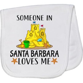 inktastic Someone in Santa Barbara Loves Me Baby Burp Cloth White 3e496