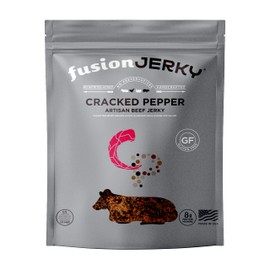 Fusion Jerky Artisan Beef Jerky, Cracked Pepper, 2.5 oz - All Natural, 8g Protein, Premium USA Sourced Meat, Gluten Free, Prime Cuts, No Nitrates, No Added MSG, No Preservatives, Made in USA